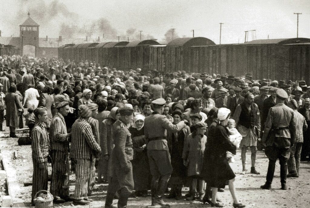 Selection on the ramp at Auschwitz Birkenau, 1944 (Auschwitz Album)